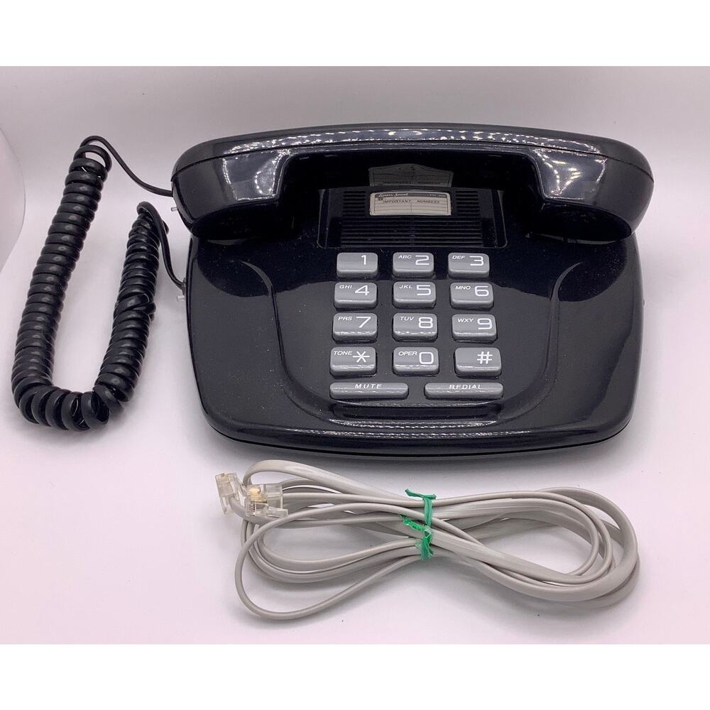 Vintage LENOXX SOUND Black Push Button Desk Phone WORKS